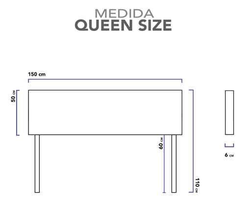 Cabecera Queen Size Dotico Raya Vertical 3 En 1 Moderna Color Cielo