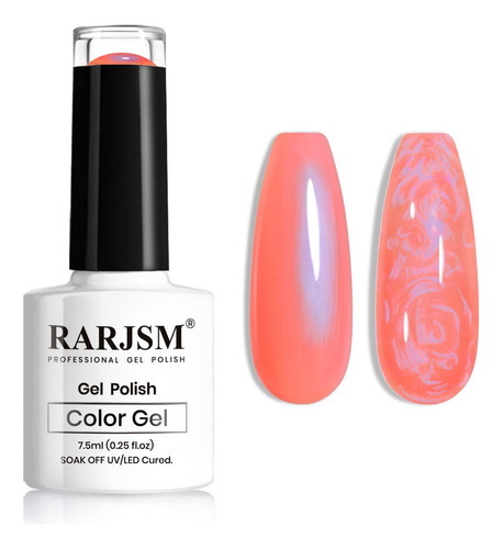 Rarjsm Esmalte De Uñas De Gel Nacarado, Naranja Neón, Carcas