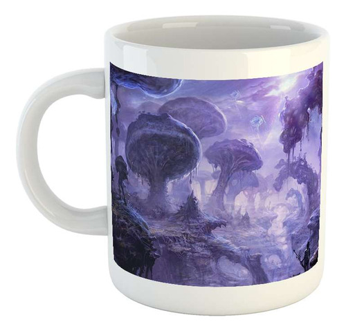 Taza Ceramica Mundos Fantasticos Llanura Montañas Increibles