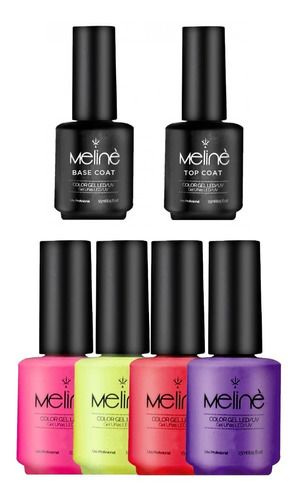 Meline Semipermanente Base Coat + Top Coat + 24 De Color