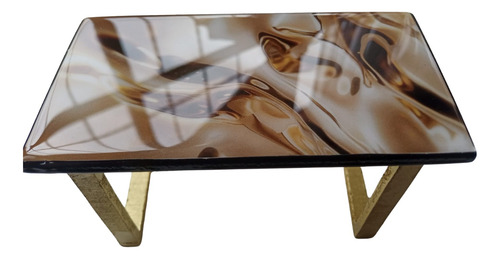 Mesa De Centro Para Sala Dorado Oscuro