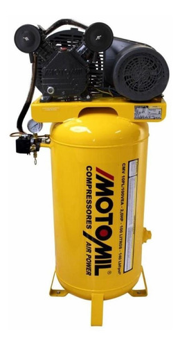 Compressor De Ar 2hp Monof Vertical Cmv-10pl/100vea Motomil Cor Amarelo 220V