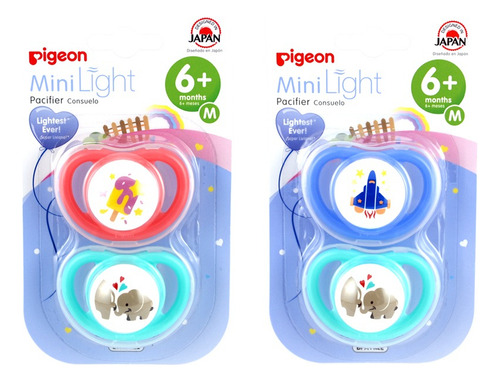 Pack 2 Chupetes Odontológico Pigeon Mini Light Talla M 6m+ Color Azul