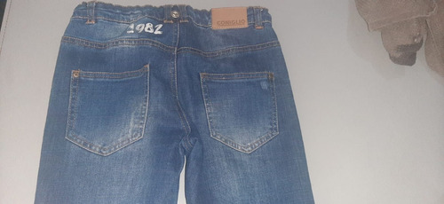 Pantalon Jean Denim Coniglio Elastiz.12 Niños Celeste O Azul