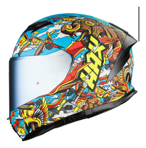 Casco Hax Force Valhalla Azul Naranja