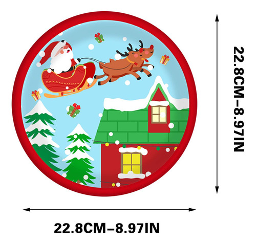 Platos De Papel Con Diseño De Muñeco De Nieve De Papá Noel P