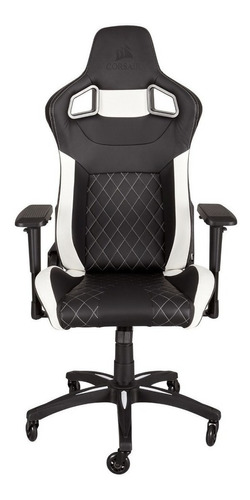 Imagen 1 de 4 de Silla de escritorio Corsair T1 Race gamer ergonómica  negra y blanca con tapizado de cuero sintético