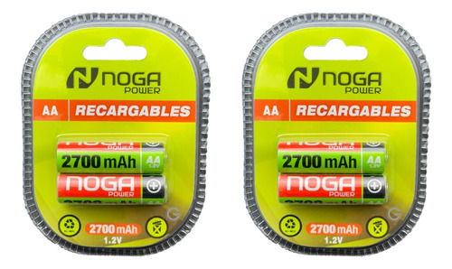 4 X Pila Aa Noga Recargable 2700mah 