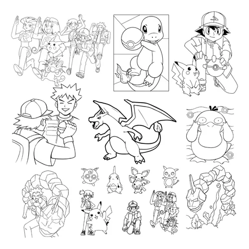 Kit 50 Desenhos Para Colorir Infantil Folha A4 Pokemon Anime - Infinity  Brinquedos - Kit de Colorir - Magazine Luiza