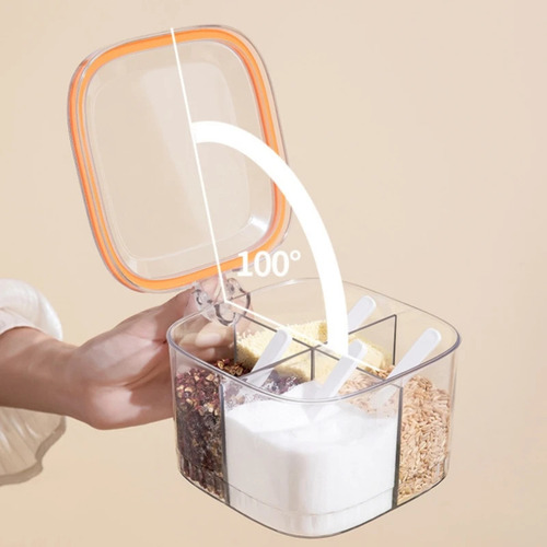 Caja De Condimentos De Cuatro Compartimentos Con Cuchara