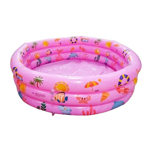 Piscina Redonda Inflable Para Niños 3 Anillos 90 Cm Verano