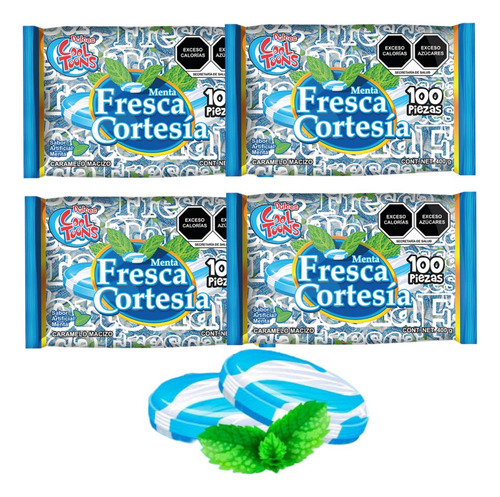 Caramelo Menta Macizo 1100pz Fresca Cortesía Cool Toons