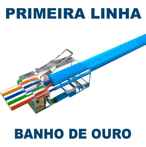 100 Rj45 Ez Crimp Ouro Cat6 No Pote Link+ LK-EZC6-PT100