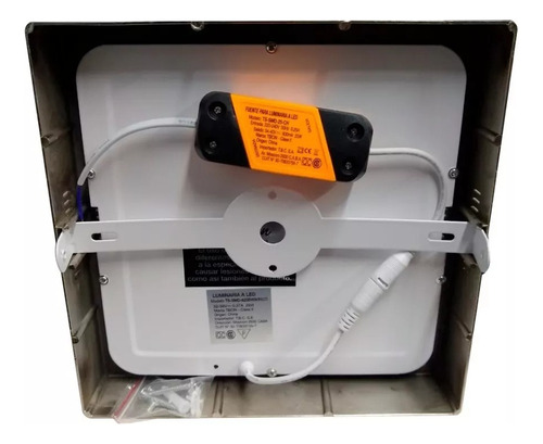Plafón Cuad. Aplicar Led Acero Platil 30w Tbcin Luz Cálida