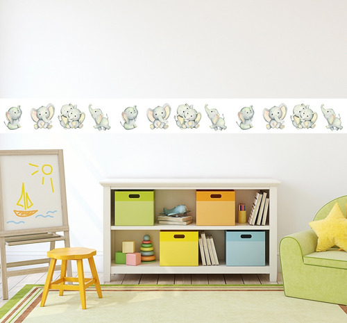 Vinil Decorativo Cenefa Infantil Elefantes Hd