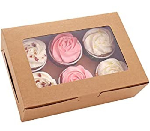 Cajas Cartulina 10 Und Con Visor Para 6 Cupcakes Bombones