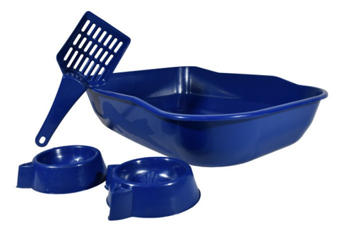 Kit Bandeja Caixa De Areia Para Gatos Durapets - Azul