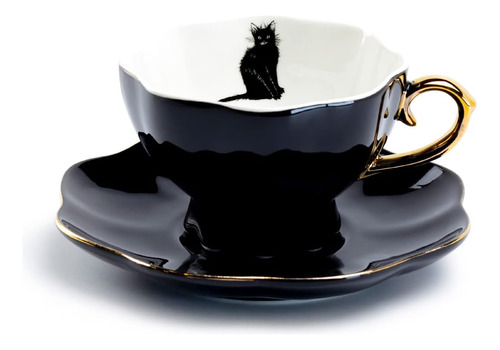 Grace Teaware Taza De Té Y Platillo De Porcelana Fina Black 