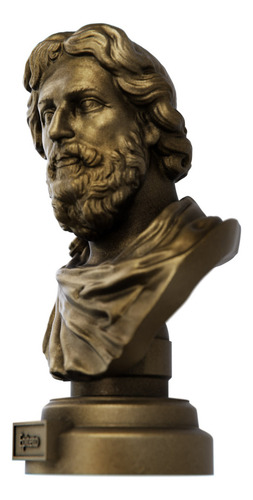 Estátua Busto Epiteto Filósofo Grego - Estoicismo Cor Cor ouro velho