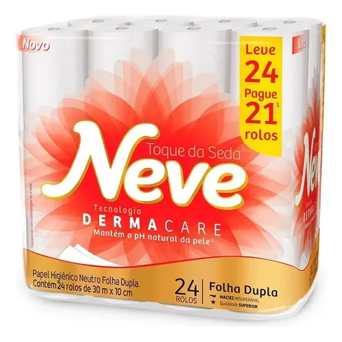 Papel Higienico Toque De Seda Folha Dupla 24 Unidades Neve