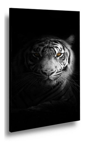 Tela Canvas Grande Tigre Preto E Branco Quadro Decorativo