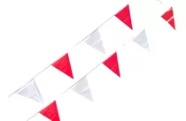 Comprar Tira Banderín Rojo Y Blanco 50 M Polietileno Triangular