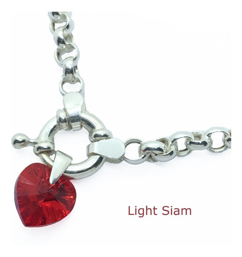 Pulsera Rolo Dije Cristal De Swarovski 10 Mm Plata 925