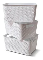 Comprar 3 Canastos \u002F Cestos Plásticos Ratán Chicos Colombraro