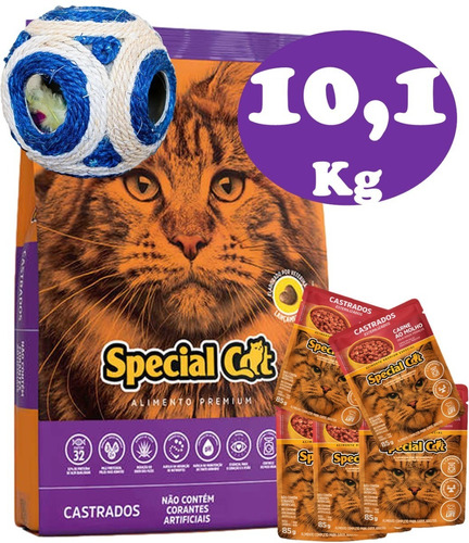 Special Cat Castrado Premium 10,1 Kg + 5 Sachet + Juguete