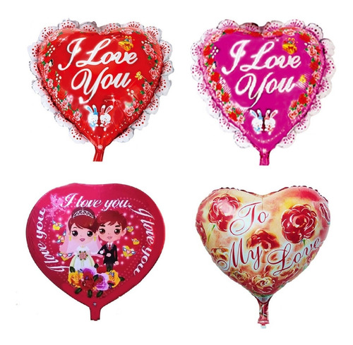 24 Globos Metálicos Te Amo I Love You Con Varillas 50 Cm