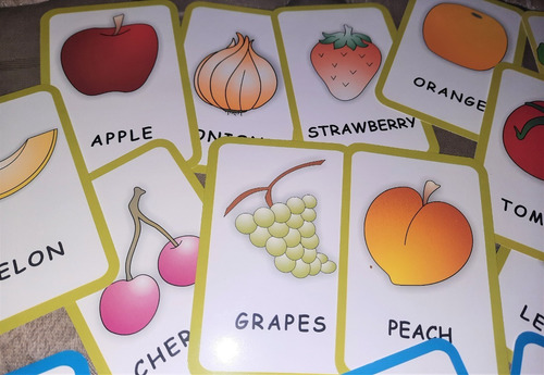 Cartas Didácticas Palabras En Inglés Ropa, Fruta, Vegetales
