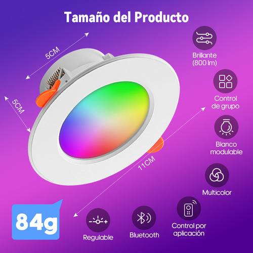 Goodea Lamparas Luz De Techo Foco Led Inteligente Bluetooth Rgb 2pc Estructura Blanco Frío lampara rgb,inteligente, lamparas de techo, iluminacion, lamparas para interiores, led rgb,faroles para ext