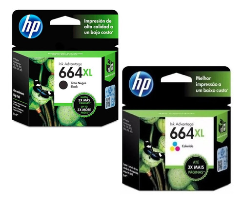 Combo Cartuchos Hp 664xl Negro Y Color Original Con Garantia