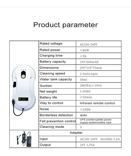 Imagen 9 de 10 de Robot Limpia Vidrios Zbking Automatico Hcr-12 Flat C/agua