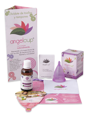 Copa Menstrual Angelcup® Color Lila O Rosa + Aceite Íntimo Color Lila Chica - A.íntimo Talla Chica