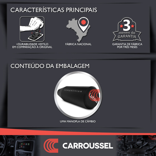 Imagem 2 de 4 de Manopla De Cambio Competition Preta Lotse Com-pr Vw Turbo