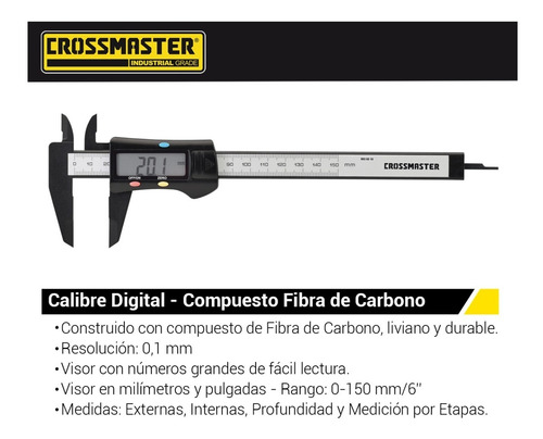 Calibre Digital De Medición Crossmaster Fibra De Carbono