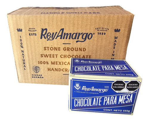 Caja De Chocolate Para Mesa Rey Amargo 40 Tabletas 110g C/u