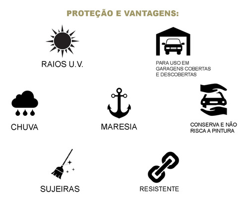 Capa Cobrir Carro M Premium Impermeável 100% Forrada Bl Cor Black