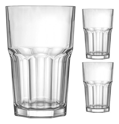 Kit 3 Copos De Vidro Grosso 360ml Transparente Chicago Drink Cor Branco