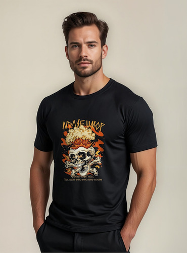 Playera Para Hombre Con Calavera Y Efecto De Explosión