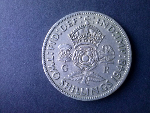 Moneda Inglaterra Two Shilling 1948 Níquel (c10) (Usado)