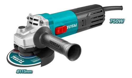 Imagen 3 de 10 de Amoladora Angular Total 750w Con 10 Discos De Corte 115