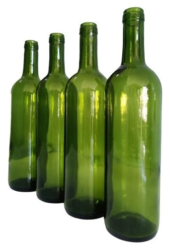 20 Botellas De Vidrio Verde 750ml Y Corchos Nuevos Para Vino