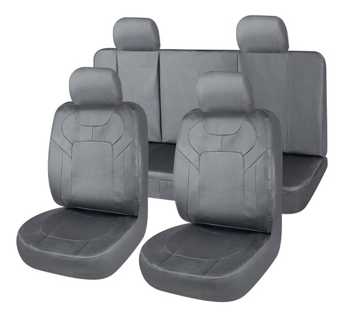 Funda Cubre Asiento Cuerina Auto Universal Completa Gris