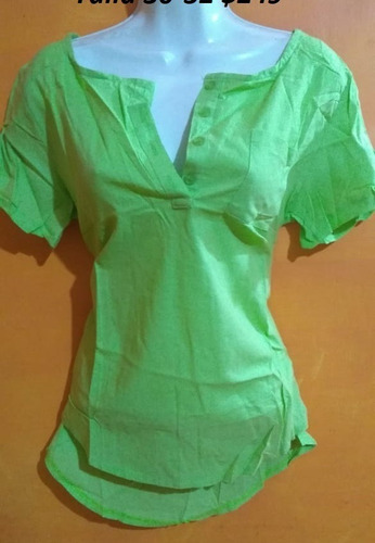 Blusa Verde Casual Terminación Asimétrica