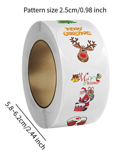 Rollo De 500 Pegatinas Navideñas Para Sobres, Estilo G