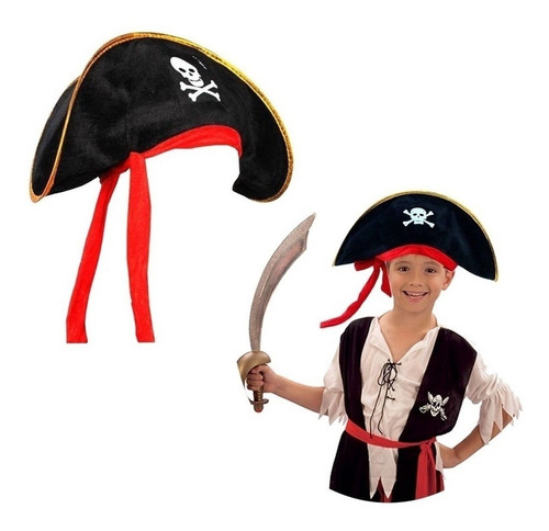 Kit 3 Unid Chapéu Pirata Infantil Veludo Fantasia (q20152)