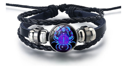 Pulsera De Cuero Artesanal 12 Signos Del Zodíaco Cáncer