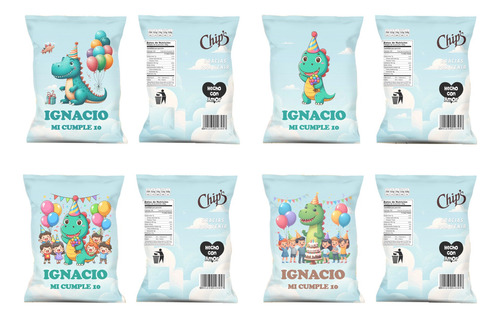 Chip Bag Kit Imprimible Bolsitas Dinosaurios De Cumpleaños